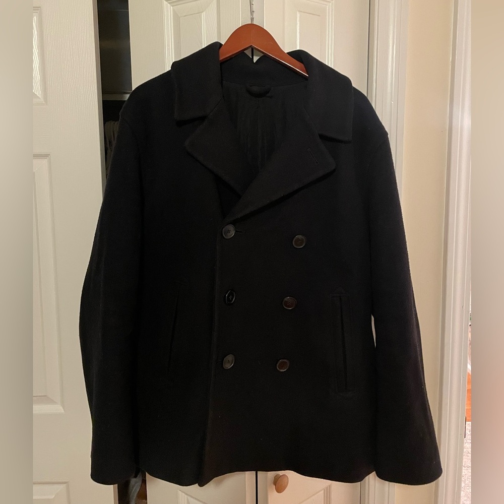 Old Navy Black Pea Coat Classic Wool Design
